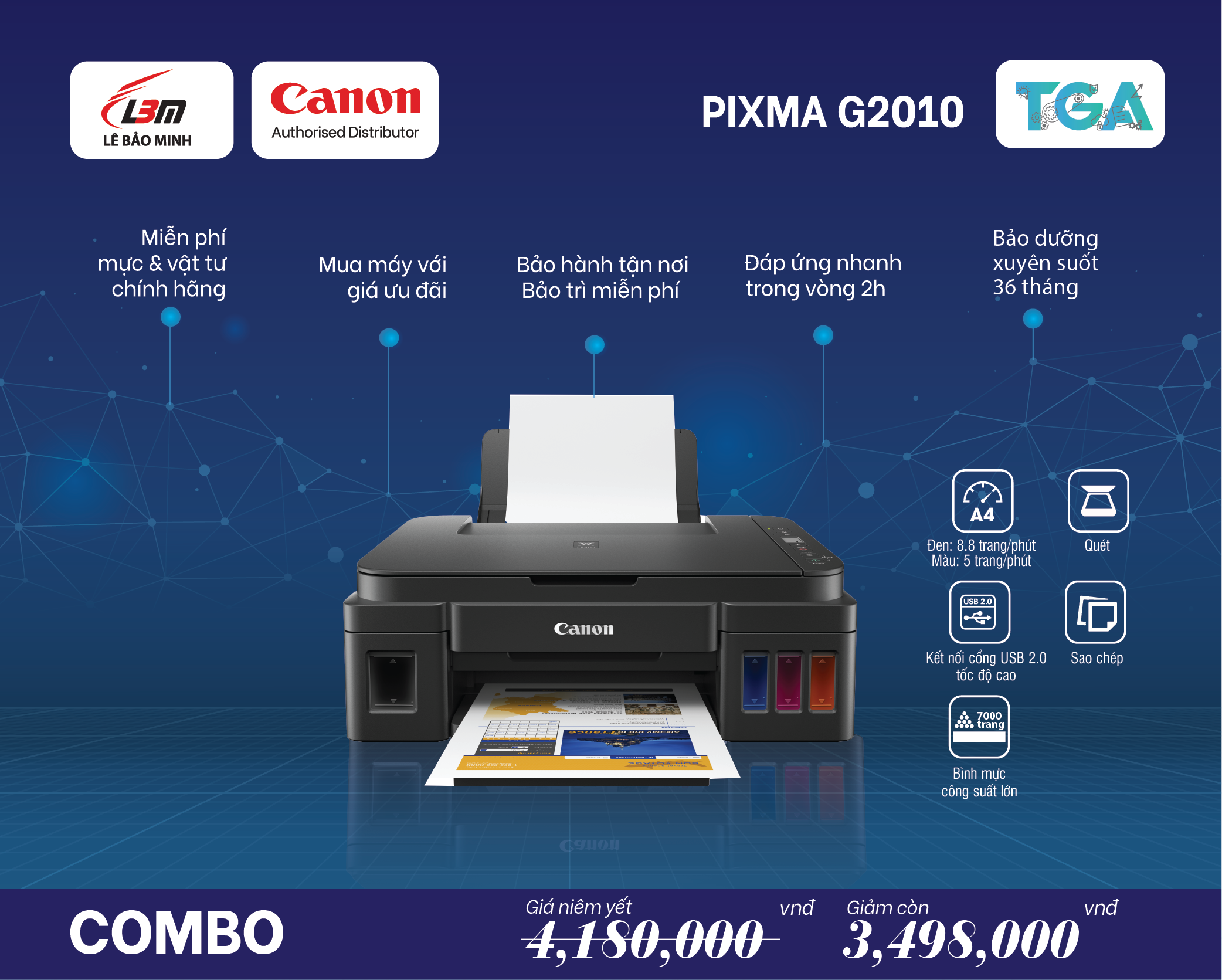 G2010 Máy in Phun liên tục Canon đa năng – Kết hợp TGA