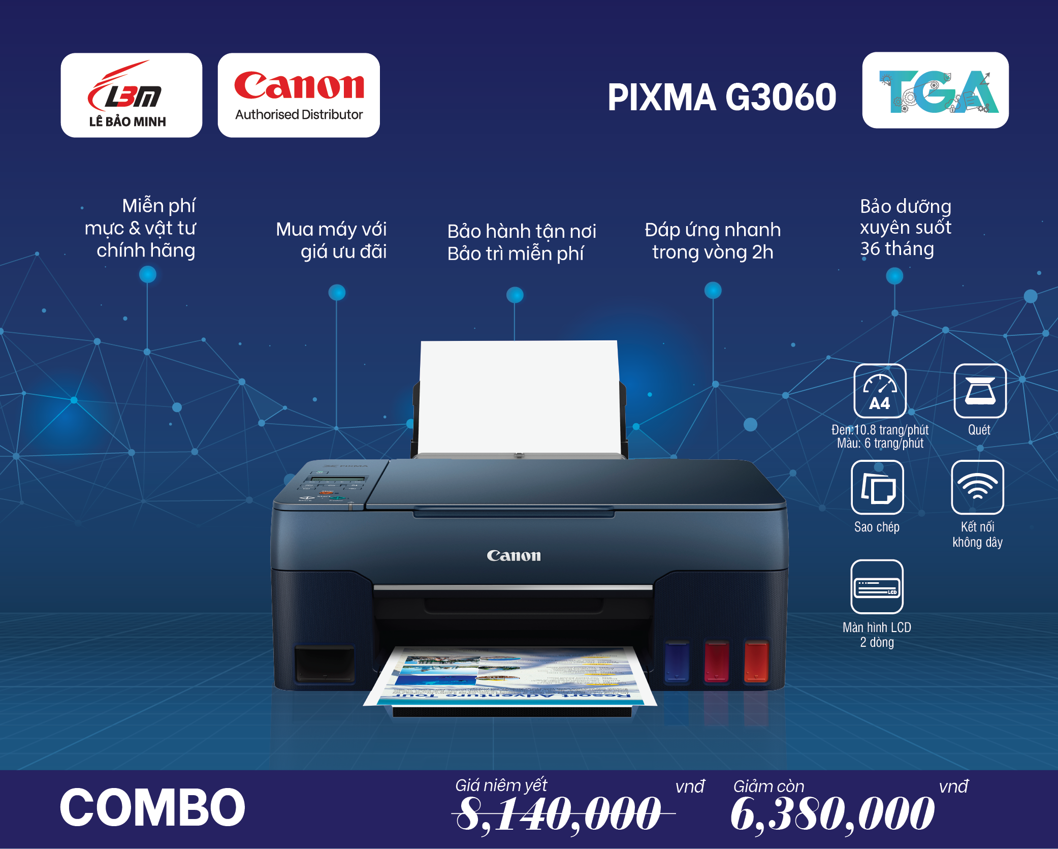 G3060 Máy in phun liên tục Canon đa năng – Kết hợp TGA