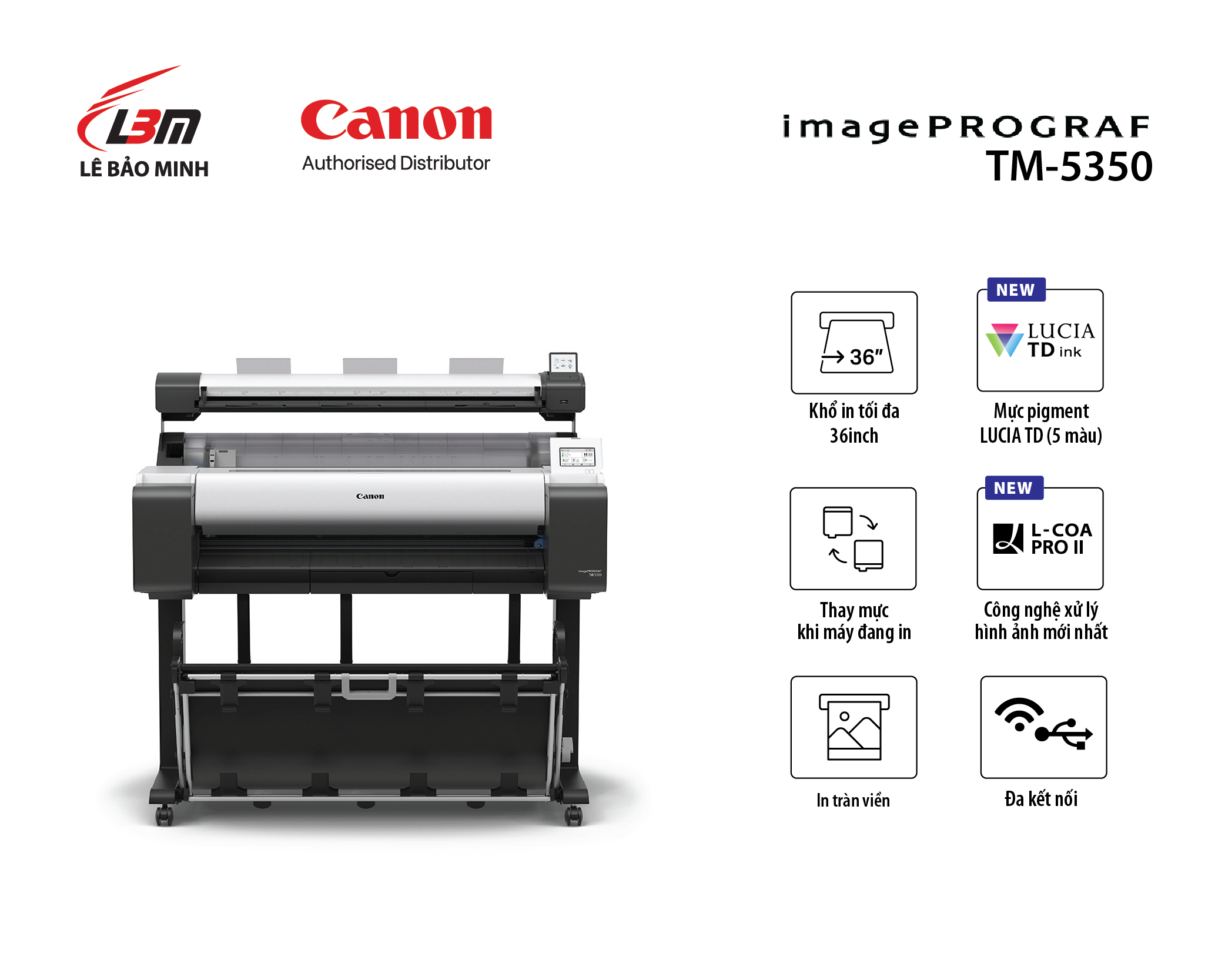 Bộ máy photocopy khổ lớn Canon TM-5350 MFP Lm36