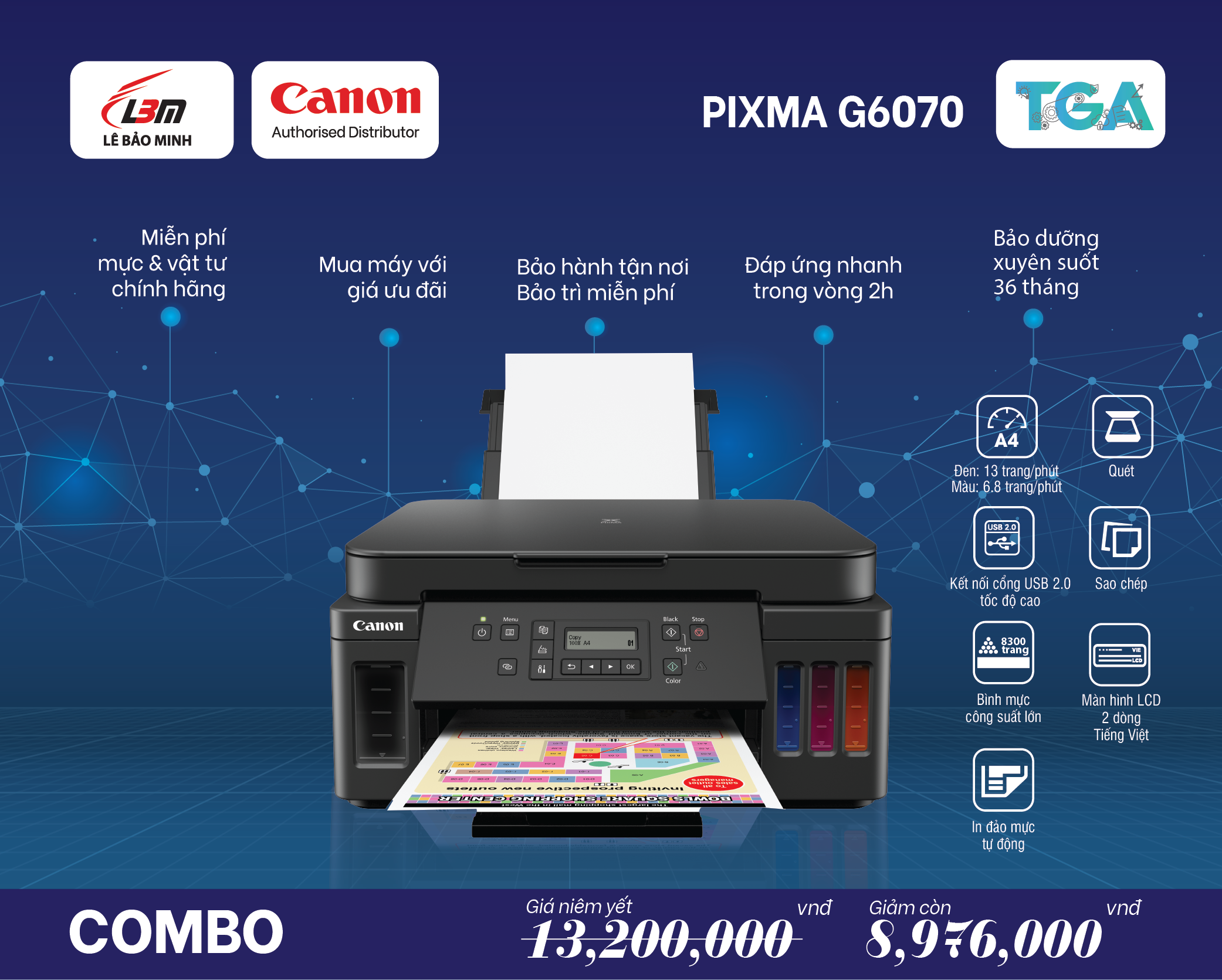 G6070 Máy in Phun liên tục Canon đa năng – Kết hợp TGA