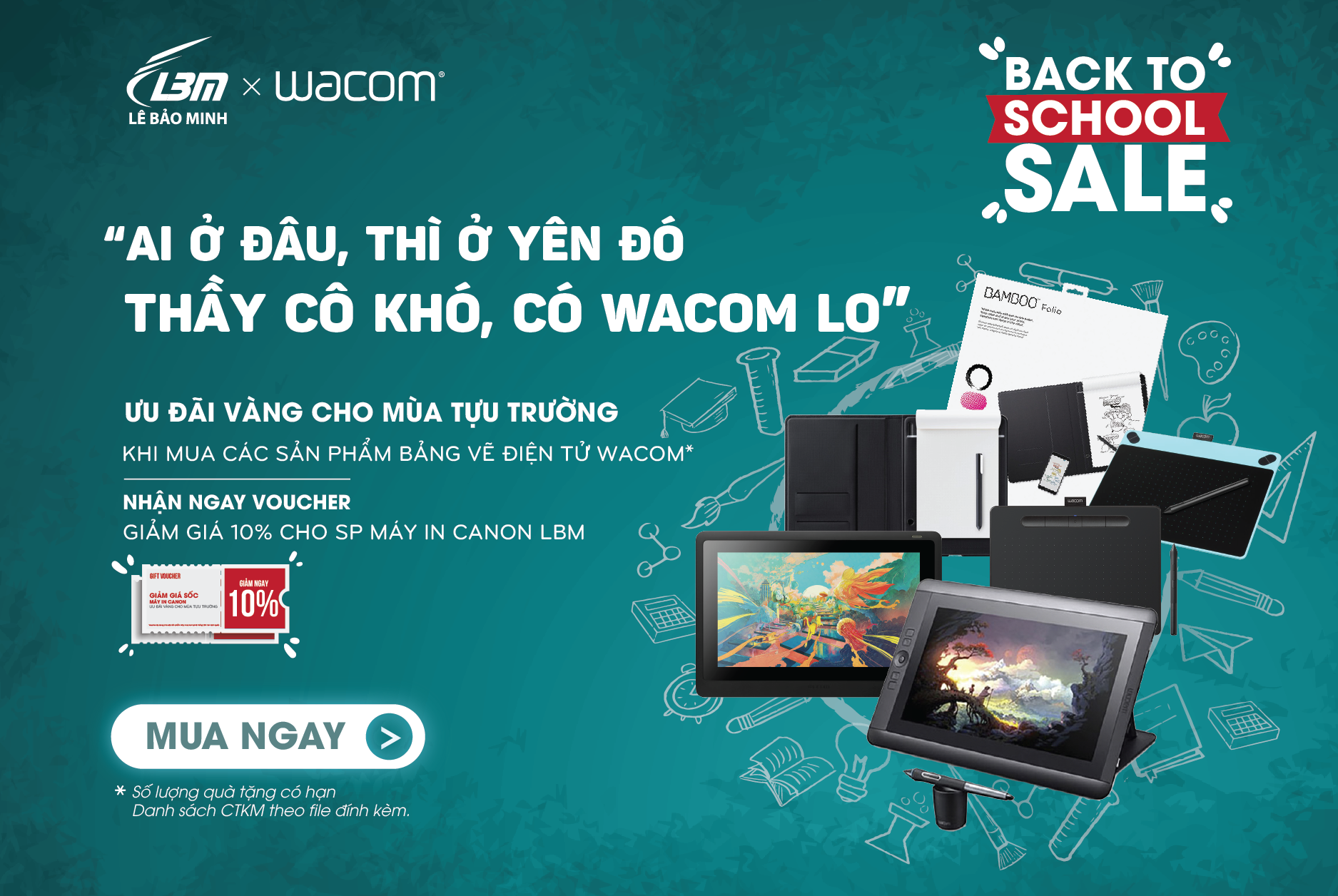 [CTKM] ƯU ĐÃI ĐẶC BIỆT KHI MUA WACOM NHÂN MÙA TỰU TRƯỜNG TẠI LÊ BẢO MINH