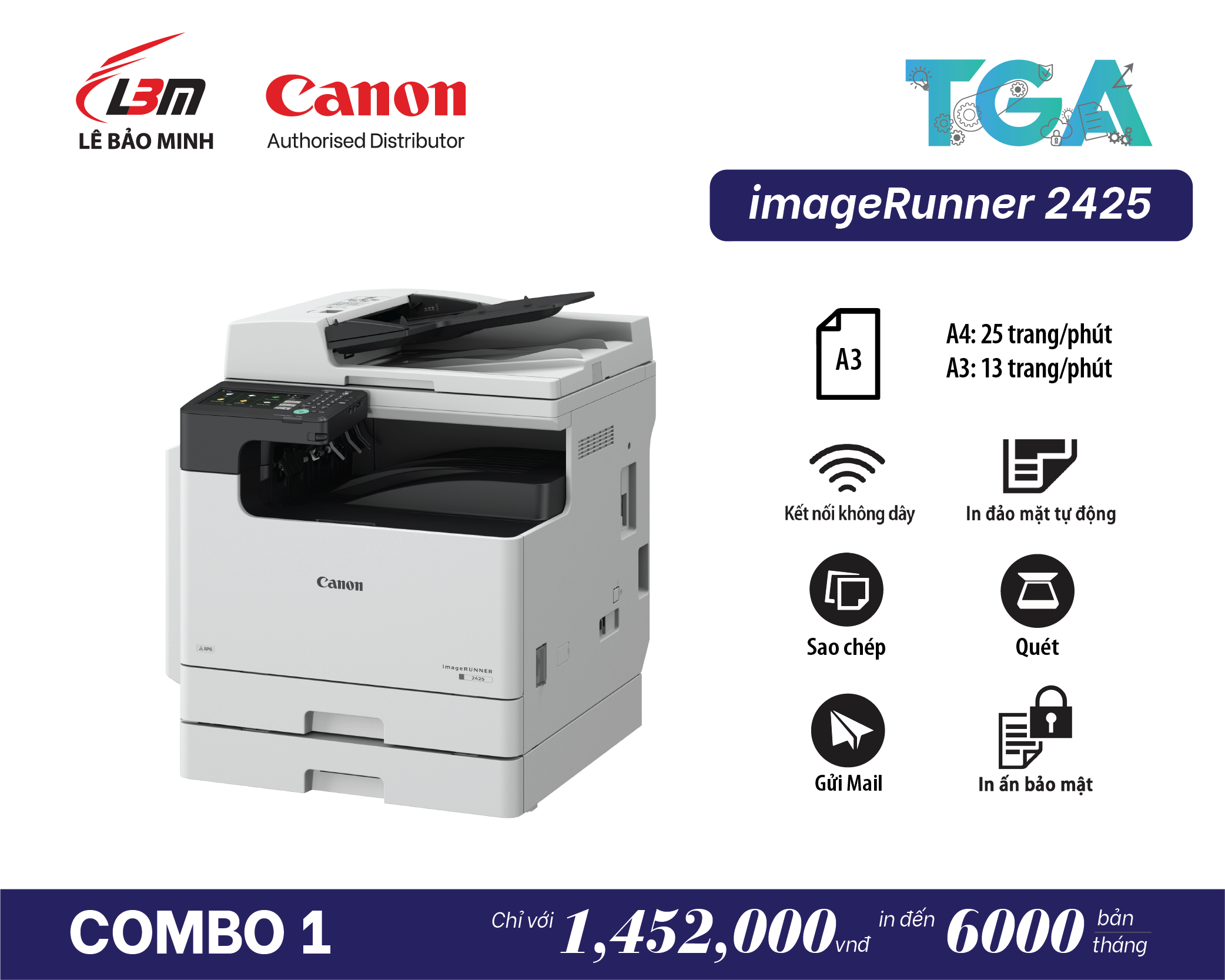 iR2425 Máy Photocopy canon- Kết hợp TGA – COMBO 1