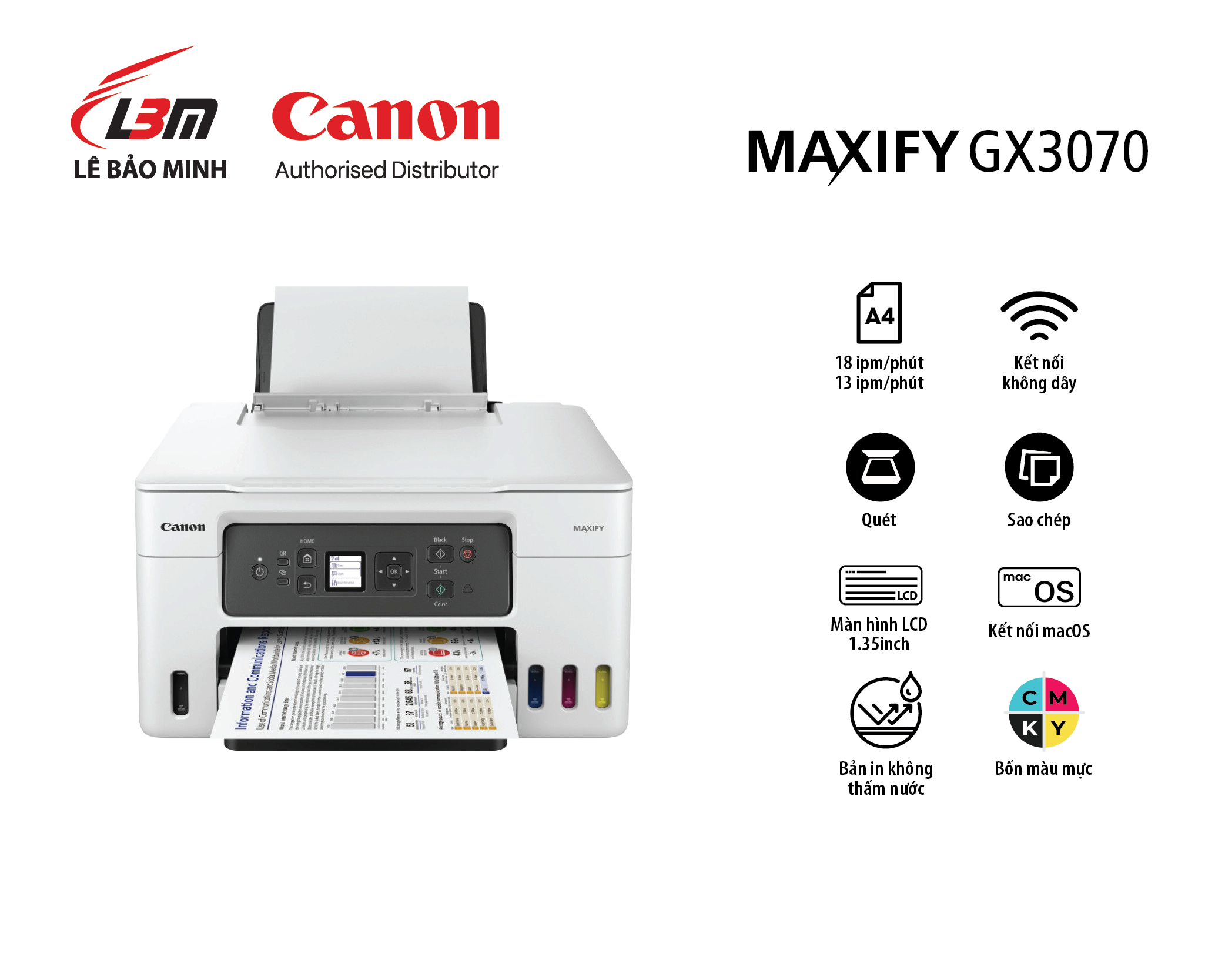 GX3070 Máy in phun liên tục Canon đa năng