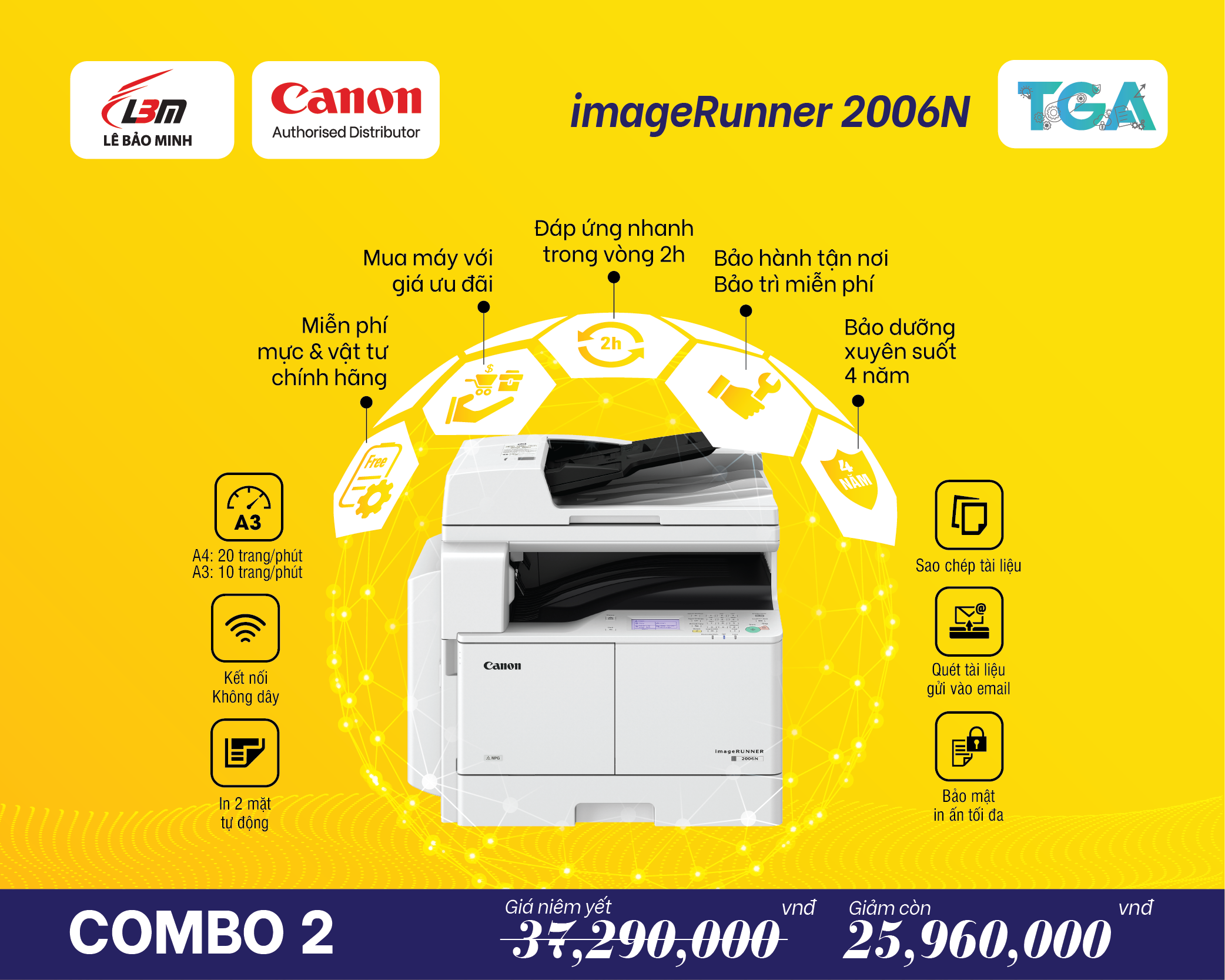 IR2006N Máy in laser Canon Đa năng A3 – Kết hợp TGA – COMBO 2