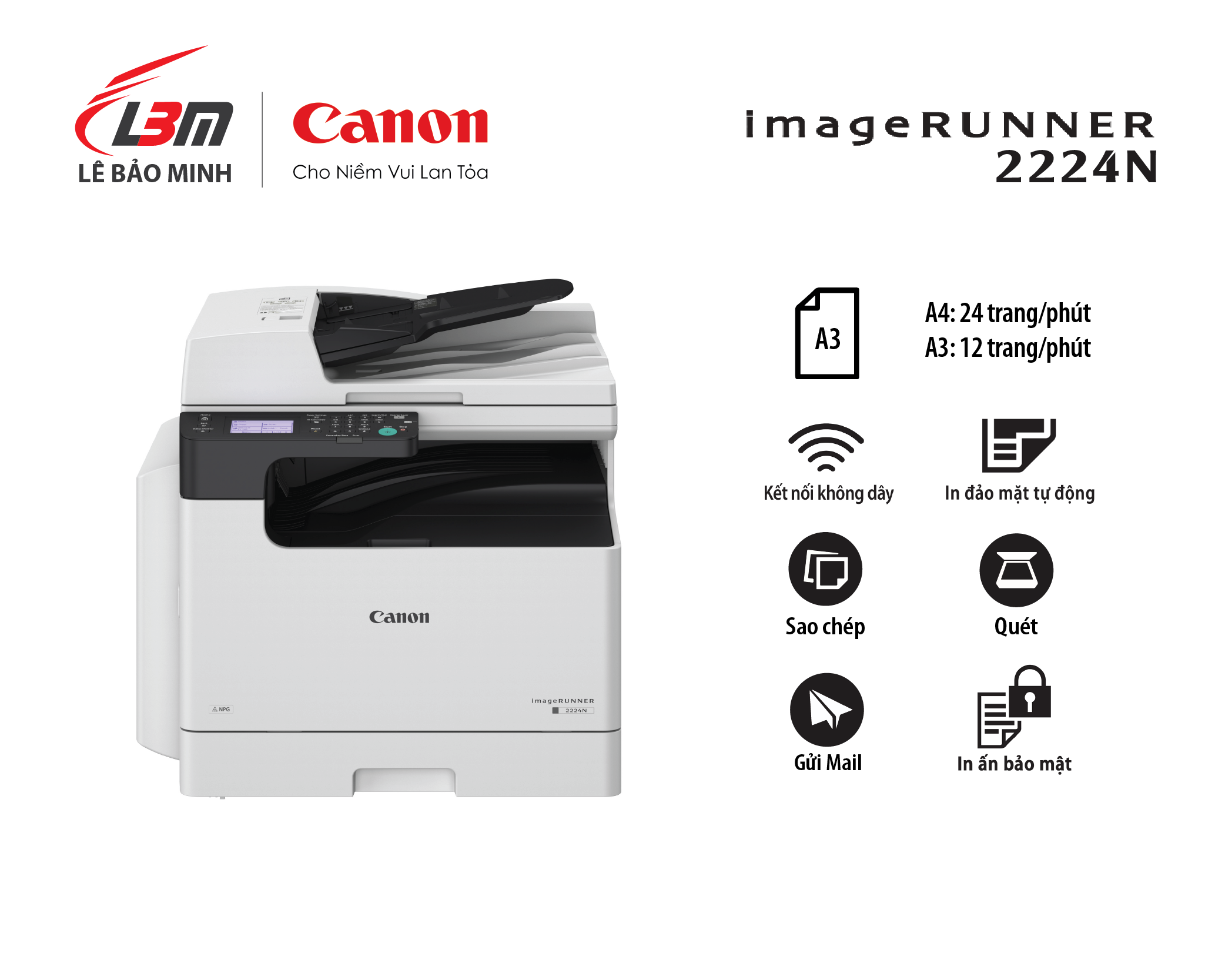 iR 2224N Máy in laser Canon đa năng