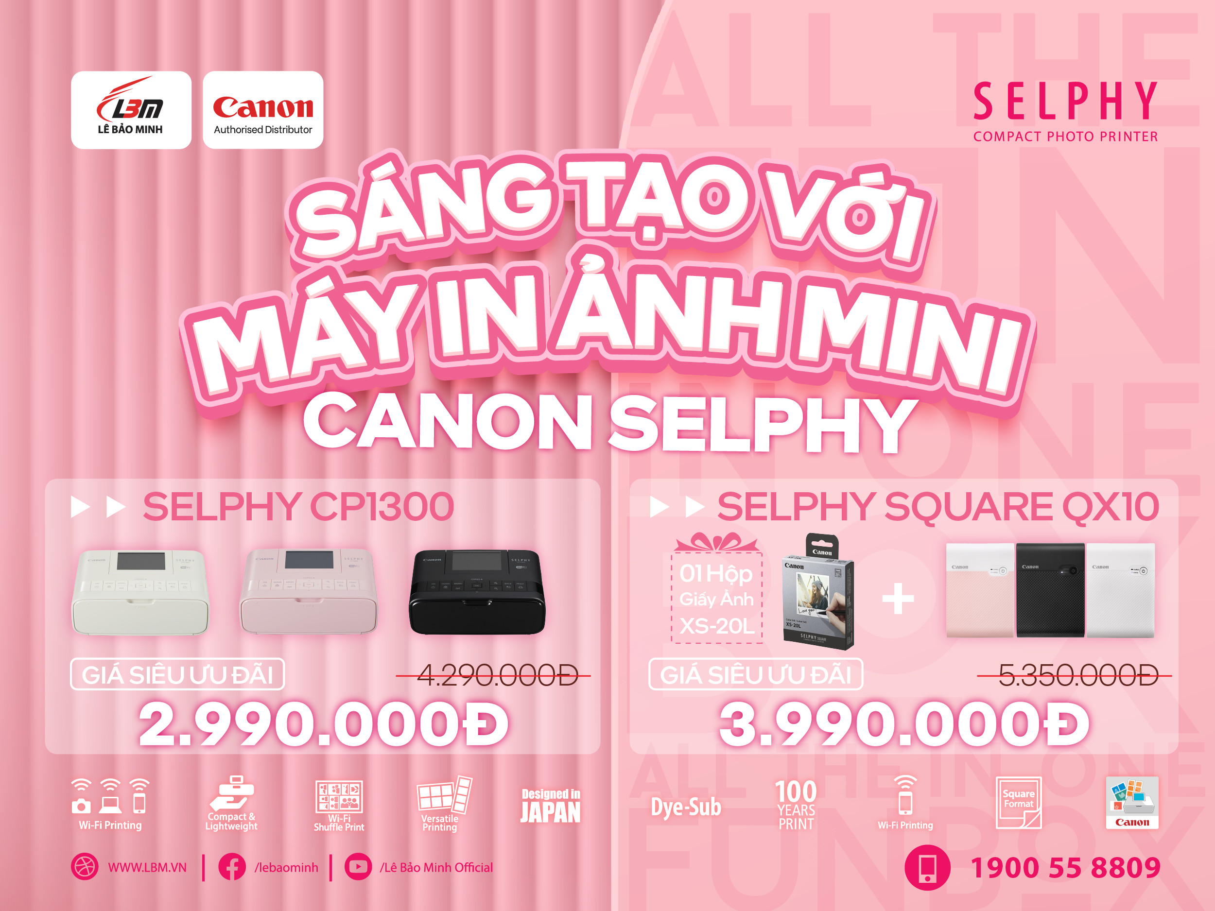 [CTKM] BỘ ĐÔI MÁY IN ẢNH NHỎ GỌN SELPHY SQUARE QX10 VÀ SELPHY CP1300