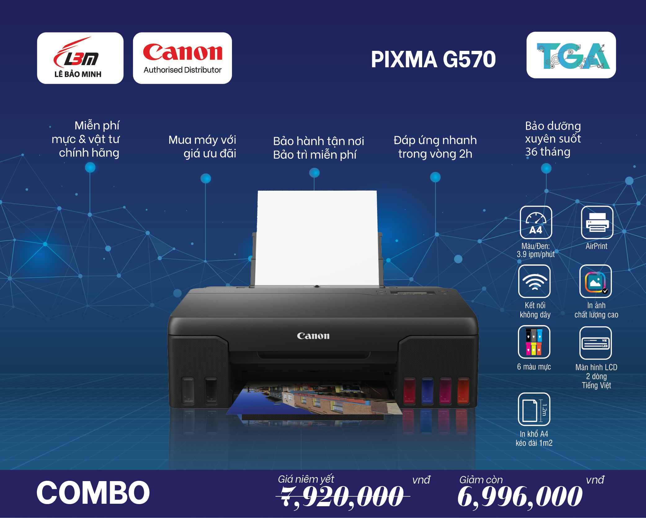 G570 Máy in Phun liên tục Canon – Kết hợp TGA