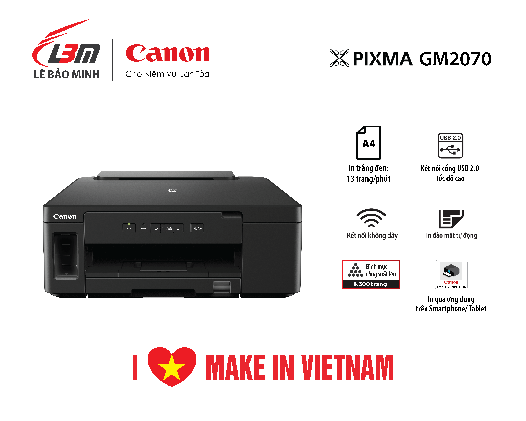 GM2070 Máy in phun trắng đen Canon