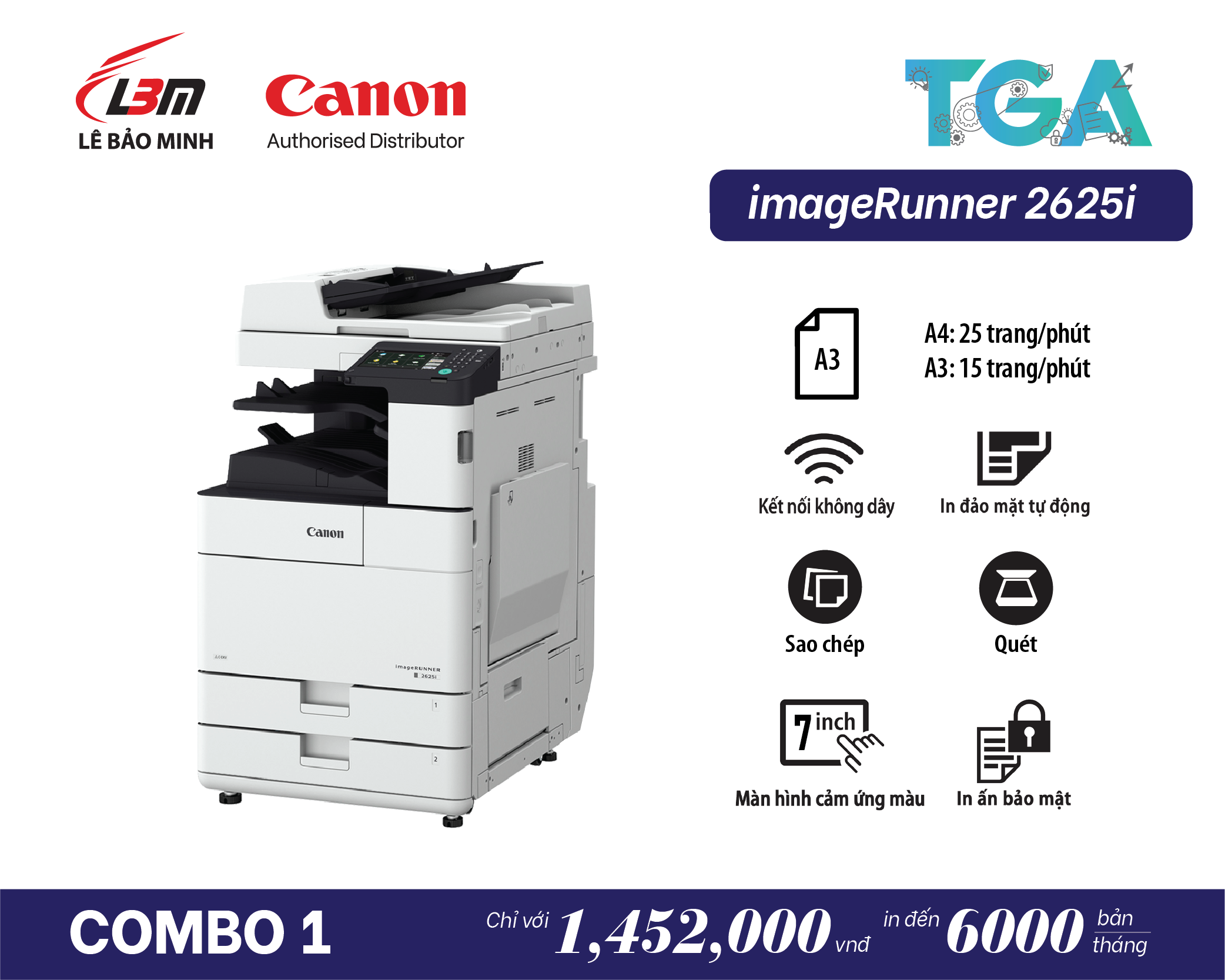 iR 2625i Máy Photocopy Canon – Kết hợp TGA – COMBO 1