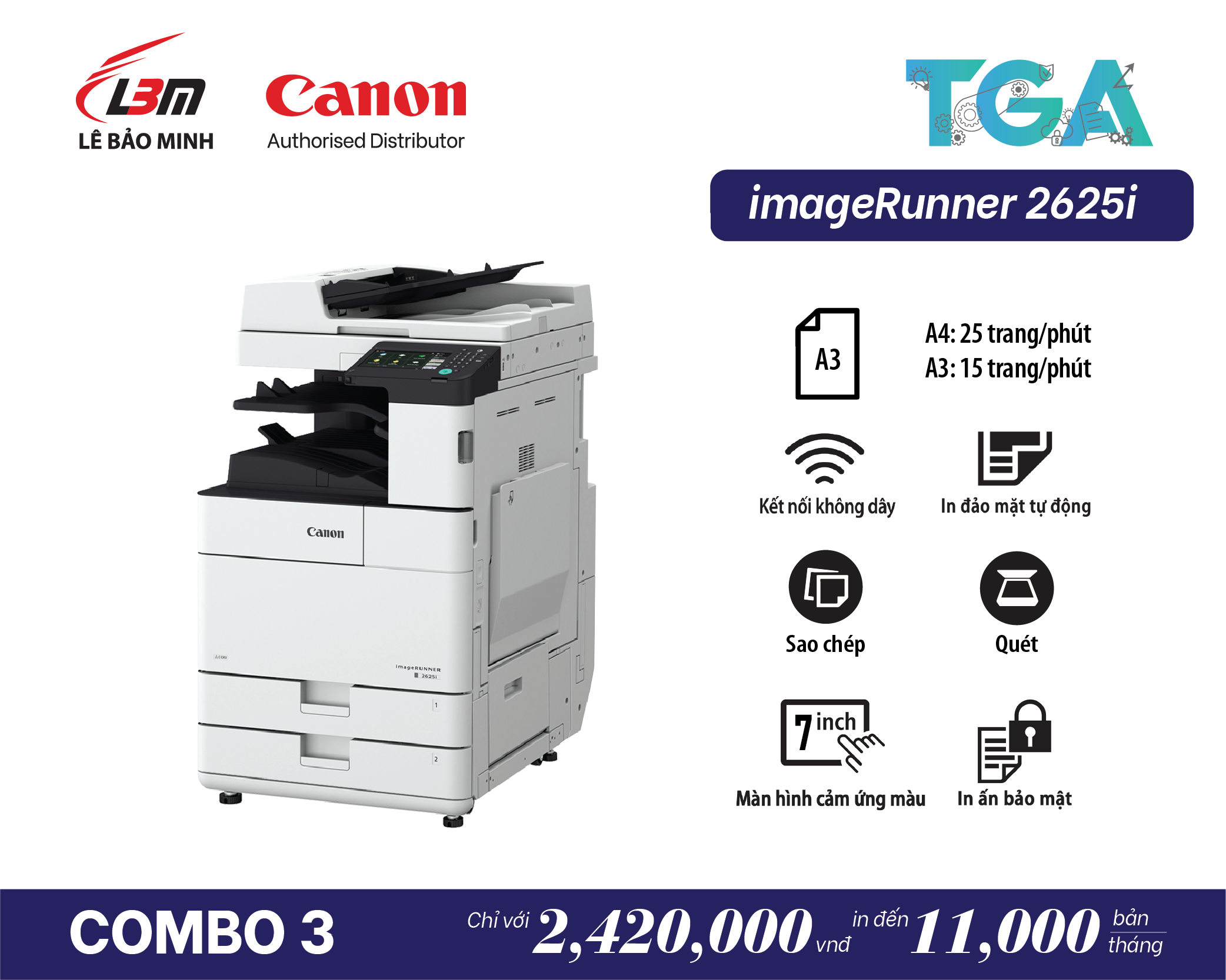 iR 2625i Máy Photocopy Canon– Kết hợp TGA – COMBO 3